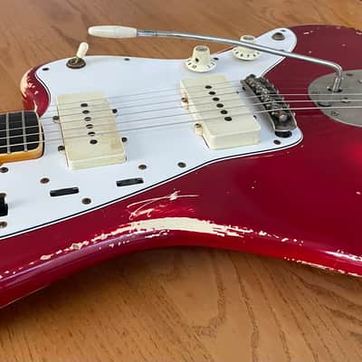 Fender MIJ JM66B Jazzmaster 1990's Candy Apple Red Nitro Relic Duncan Antiquities Spitfire Wide Bevel Pickguard image 10