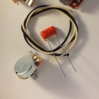 Lefty Wiring Harness Kit For P Bass US Spec Pots .068uf 225P NOS Orange Drop Cap image 2