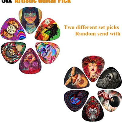 Guitar Slide, Set of 2 Glass Guitar Slide, 1 Steel Guitar Slide, 1 Guitar Slide Ring, with 6 Pieces Artistic Guitar Picks in Red EVA Box image 2