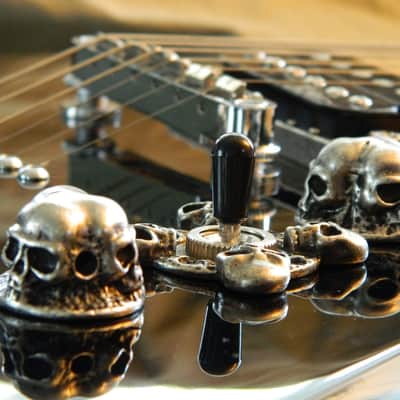 9 SKULL GUITAR PARTS for gibson and epiphone les paul metal knobs pickup rings jack plate & more image 5