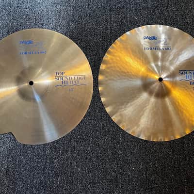 Used Paiste Formula 602 Blue Label Sound Edge 14" Hi Hats T-840g B-1000g w/ video demo of actual cymbal for sale image 1