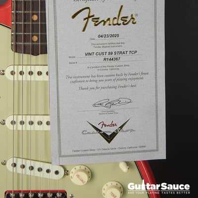 Fender Custom Shop Vintage Custom 59 Stratocaster Time Capsule 2025 - Fiesta Red Faded Aged (COD 1924NG) image 11