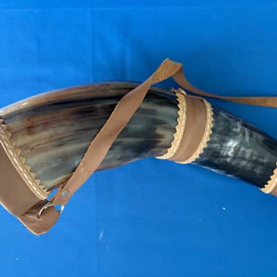 41" Brazilian Berrante Ox Horn Trumpet Handmade in 5 Horns and Leather Streaps image 3