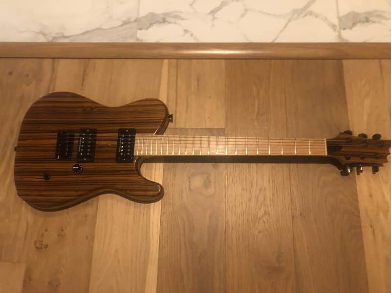 Custom built Tele style flat top with Zebrawood top and Seymour Duncan humbucker pickups image 1