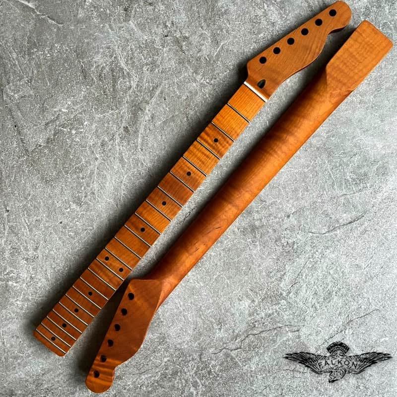Telecaster electric guitar Neck Roasted Flame Maple 21 fret TL image 1