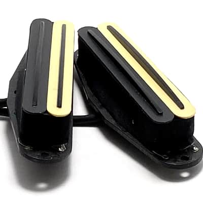 Dragonfire Duo Rail Set of 2 Strat Sized Humbucker Pickups ~ 2qty Zebra Cream Black w/ Black Rails image 2