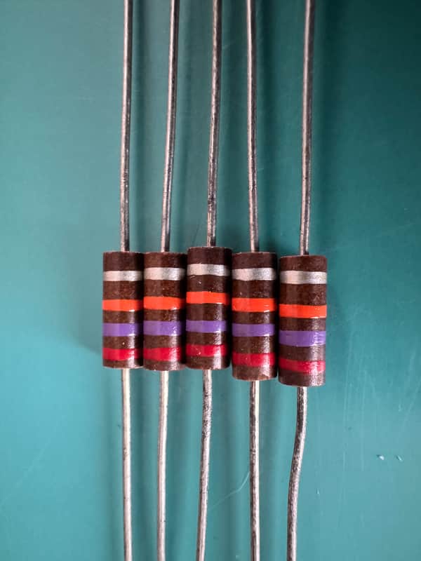 NOS 5x 27K 0.5W 1/2W 10% CARBON COMPOSITE COMP RESISTORS FOR TUBE AMP HIFI AMPLIFIER image 1
