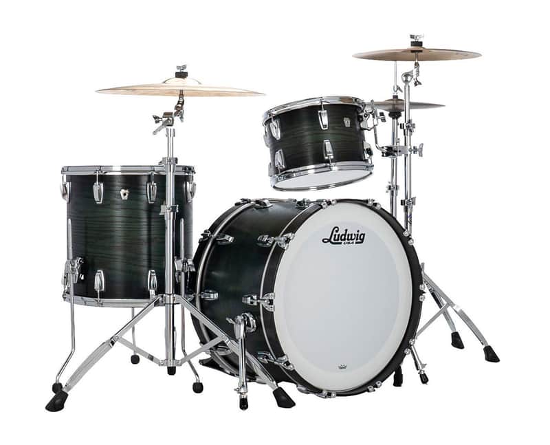 Ludwig Classic Oak Fab 3-pc Shell Pack w/22" Kick - Green Burst image 1