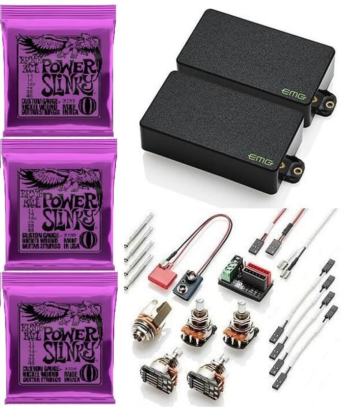 EMG KH-BB Set Kirk Hammett Bone Breaker Black Humbucker Short Pots (3 EB POWER SLINKY 11-48 STRINGS) image 1