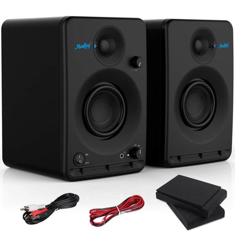 3'' Studio Monitors Bookshelf Speaker (Pair) - 2.0 Stereo Powered Speakers Wooden Enclosure image 1