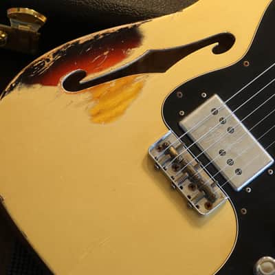 Unplayed! 2021 Fender Custom Shop Imperial Arc '72 Masterbuilt Paul Waller Thinline Telecaster Electric Guitar Gold over Sunburst + COA OHSC image 4