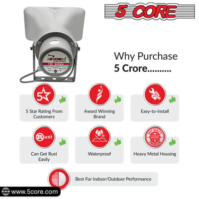 5 CORE 10 x 6 Inch PA Speaker System Outdoor Loudspeaker System 20W Power Horns Waterproof Weatherproof 8 Ohm PA Speaker for Ice Cream Truck Car-1 PC image 16