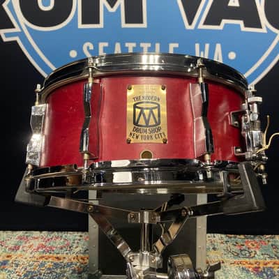 Modern Drum Shop NYC - 6x14" Wood 10-Lug Snare Drum - Red Stain Finish image 1