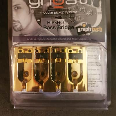Graph Tech Ghost PN-8370-G4 Loaded Hipshot A-Style Bridge for Bass-Gold image 1