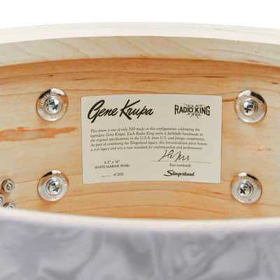 Slingerland Gene Krupa Limited Edition Radio King Snare Drum, 6.5" X 14", White Marine Pearl, #78/200 image 5