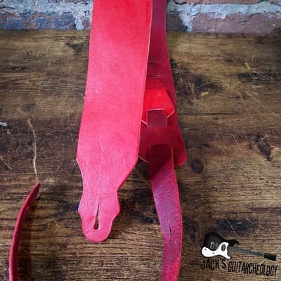 Bellarocha Emporium Handmade Upcycled Leather Ladder-Style Guitar Strap (Red-y or Not) image 2