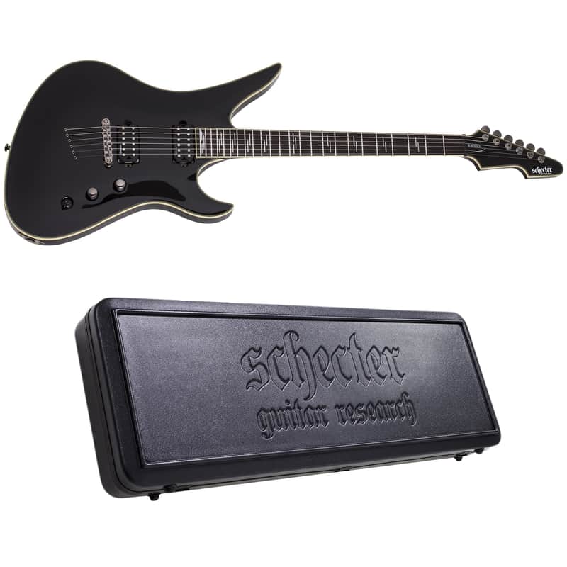 Schecter Avenger Blackjack Gloss Black Electric Guitar + Hard Case - Brand New image 1
