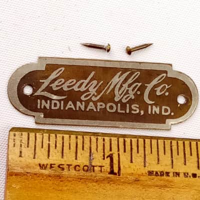 "Leedy Mfg Co Indianapolis Ind"Black/Silver Badge Snare/Bass Drum Wood Hoop-Tack image 1