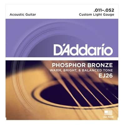 D'Addario EJ26 Phosphor Bronze Custom Light Acoustic Guitar Strings .011-.052 image 1