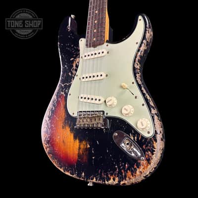 Fender Custom Shop Time Machine '63 Strat Super Heavy Relic Super Faded Aged Black Over 3 Color Sunburst w/case image 3