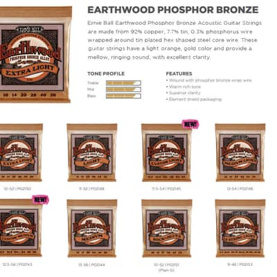 Earthwood Rock & Blues w/Plain G Phosphor Bronze Acoustic Guitar String Set 10-52 Gauge 92%-Cu+7.7%-Zn+0.3%-P Wnd-Wire Wrap Over High-C Steel Hex-Core imagen 4