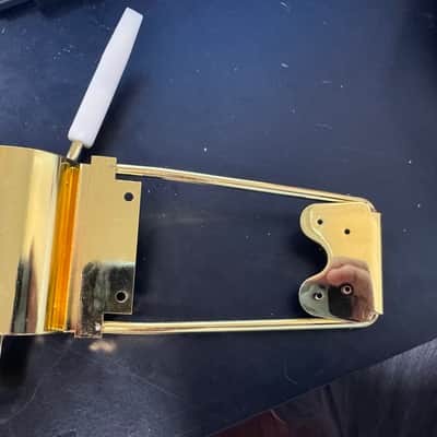 USED Imported Long Vibrola Skeleton Blank Tailpiece In GOLD 4 parts only with arm SG, ES, Firebird Guitars image 3