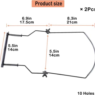 10 Holes Harmonica Neck Stand,Metal Adjustable Holder,Professional Harmonica Holder Neck,Black,2 Pcs image 2