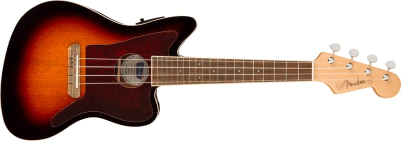 Fender Fullerton Jazzmaster Uke Walnut FB Tortoiseshell Pickguard 3-Color Sunburst