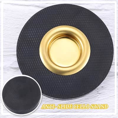 Rock Stop for Cello, Cello Endpin Rest for Floor Protector String Instrument Accessory Christmas Gift, Rock Stop Endpin Stand Holder with Reinforced Brass Cup & Rubber Mat Anti-Slip Base image 2