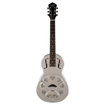 Recording King Model RM-993 Metal Body Single O Resonator Guitar Nickel-Plated image 5