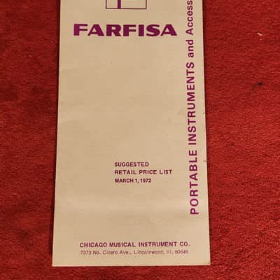 Vintage 1972 Farfisa Price List image 1