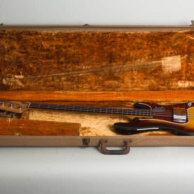 Fender Precision Bass Solid Body Electric Bass Guitar (1961), ser. #61838, original brown tolex hard shell case. image 10
