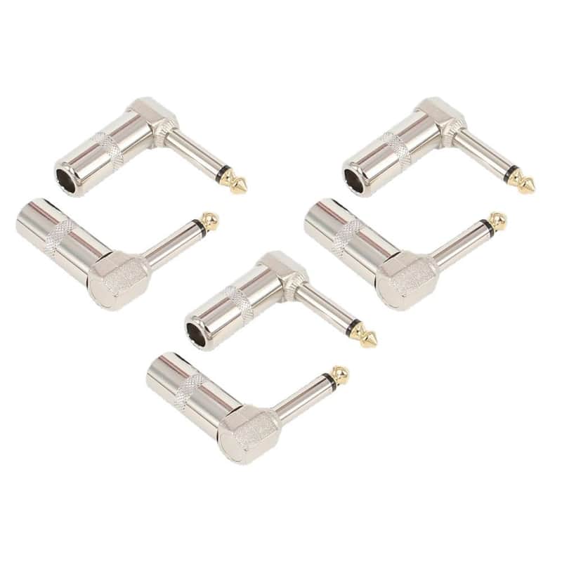 6 Pack Audio 90 Degree Right Angle Plug, 1/4 Inch 6.35mm Heavy Duty TS Mono Male Solder Type Jack Connector for Speaker Cables Guitar Cables Microphone Cables image 1