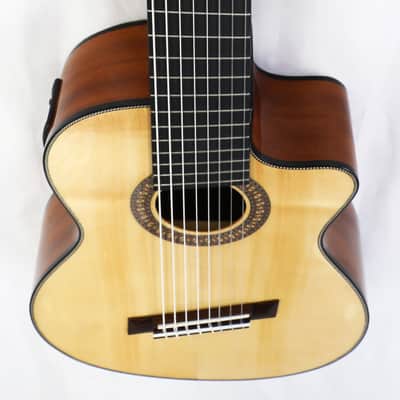 Agile Renaissance 82527 Classical 8 String Nylon String  Fan Fret Acoustic Guitar  Natural image 3