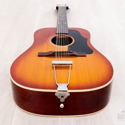 1966 GIbson B-45-12 Vintage Dreadnought 12-String Acoustic Guitar Cherry Sunburst w/ Case image 11