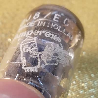 Amperex Matched Pair (2) 6DJ8 tNOS AT1000 TESTED Vacuum Tubes Heerlen Small Halo Getter rare Treble Clef Bugle Boy T4TCbb ECC88 dual triode 1960-1966 image 10