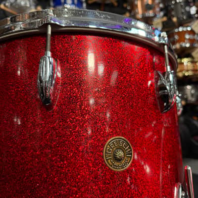 Vintage 60's Gretsch Round Badge 3-Piece 13/16/20 Drum Kit Set in Red Sparkle with Cases (Rm4) image 4
