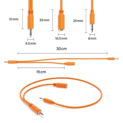 ExcelValley [Orange | 200 cm - 78.74"] 5-Pack - Hopscotch Mono Splitter Y Patch Cables TS 3.5mm 1/8" Eurorack Synth image 2