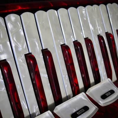 Vintage 1960s Silvio Soprani Accordion Model 8643 Full Size Red Mother Of Pearl with Original HSC image 22