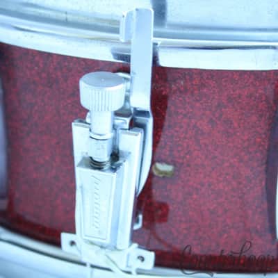 *Hoshino K La Boz 14x5.5"Snare Drum 3-Ply+Re-Rings Japan Red Sparkle Vintage 60s image 3