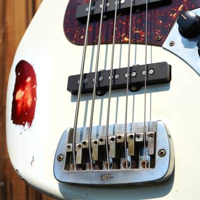 G&L USA Custom Shop JB-5 Nitro Olympic White over 3-Tone Sunburst 5-String Electric Bass Guitar w/ Tolex Case (2025) image 5