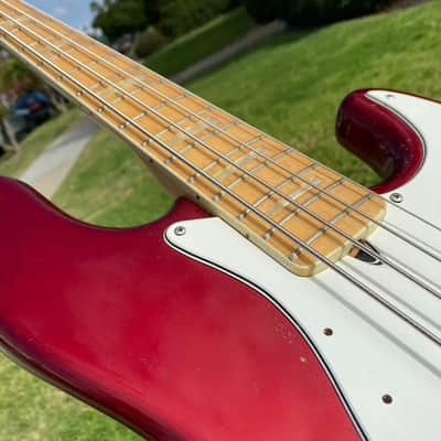 1974 Fender Jazz Bass Candy Apple Red with Maple Neck w/ Original Case 8.7 lbs image 10