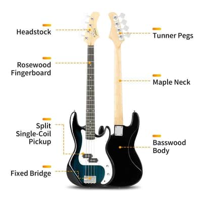 Glarry Electric P Style Bass Guitar 4 String + Cord + Wrench Tool +Bag Dark Blue image 3