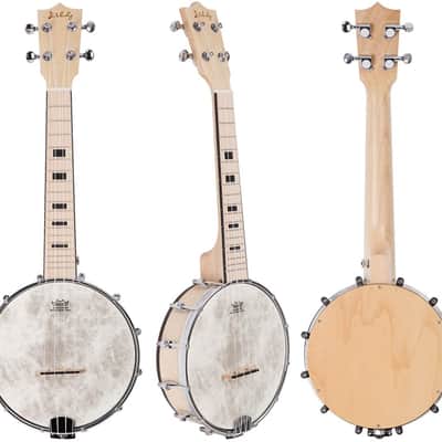 4 String Banjo Ukulele Concert 23 inch Remo Drumhead Maple Body + Truss Rod Gig Bag and Accessories image 2