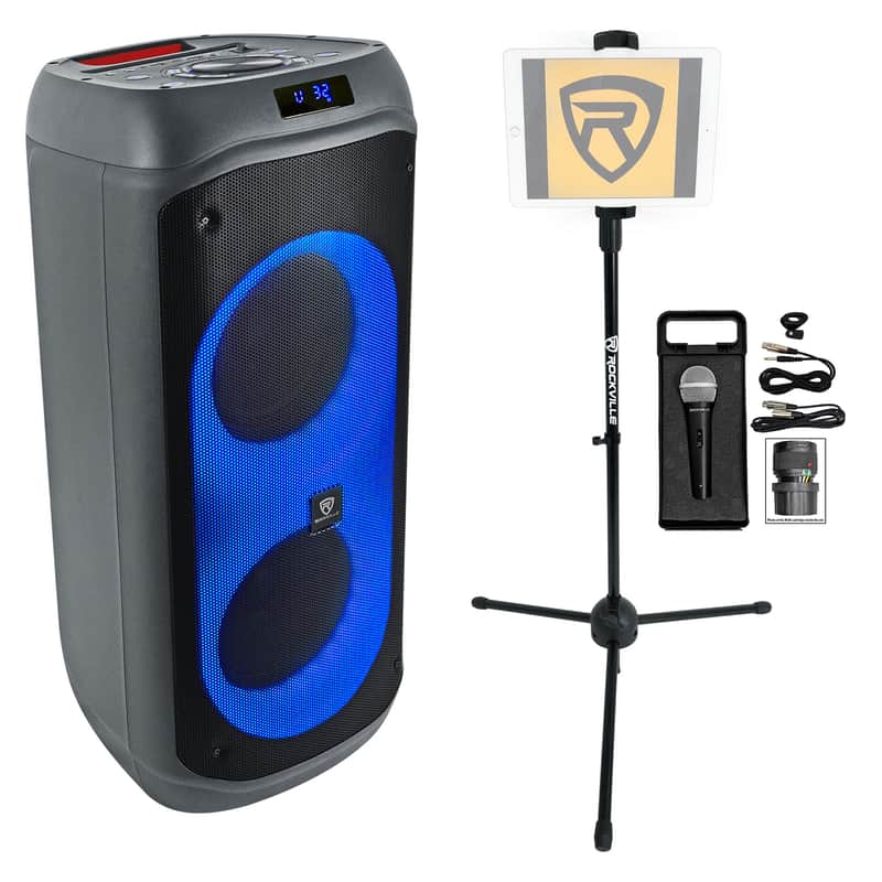 Rockville BASS PARTY 8 Karaoke Machine System Party Speaker w/Mic+Tablet Stand image 1