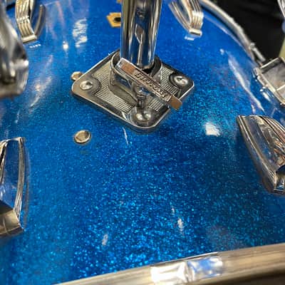 Ludwig 5pc Hollywood Outfit With Supra-phonic Snare - 8x12 / 9x13 / 16x16 / 14x22" Drum Set Keystone Badges 1966 - 1968 - Blue Sparkle / Vintage Hardware (SPEED KING, SPUR-LOK & More) image 6