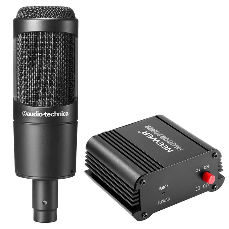 Audio Technica AT2035 Studio Microphone w/ 48V Phantom Power Supply & Cable image 1