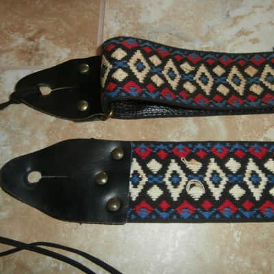 Vintage 1960's Ace-Style Guitar Strap! Metal Buckle! Red, White, and Blue! image 2