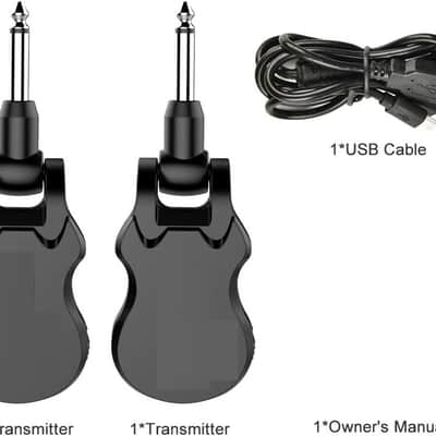Wireless Guitar System 5.8 Wireless Guitar Transmitter Receiver Rechargeable Audio Wireless Transmitter Receiver 4 Channels Transmission Range for Electric Guitar Bass (Black) image 2