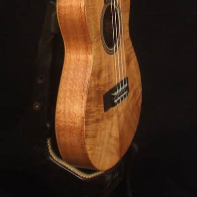 Handmade Tenor Ukulele, Solid Curly Hawaiian Koa, Curly Maple Arch-Back, MOP Floral Inlay, Bruce Wei UAG17-2016 image 4